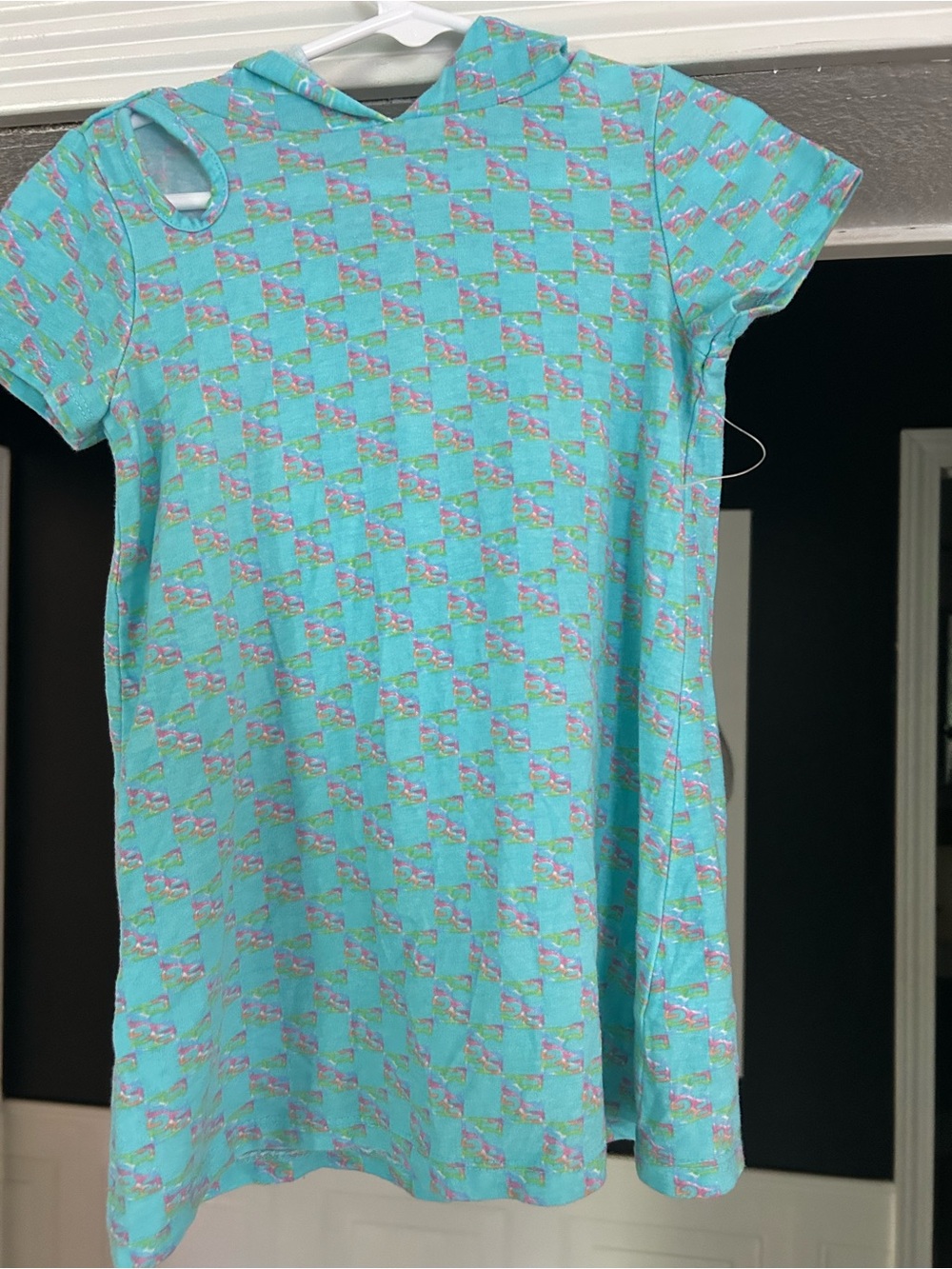 BCBG Aqua Patterned Hooded Short-Sleeve Girls' Dress